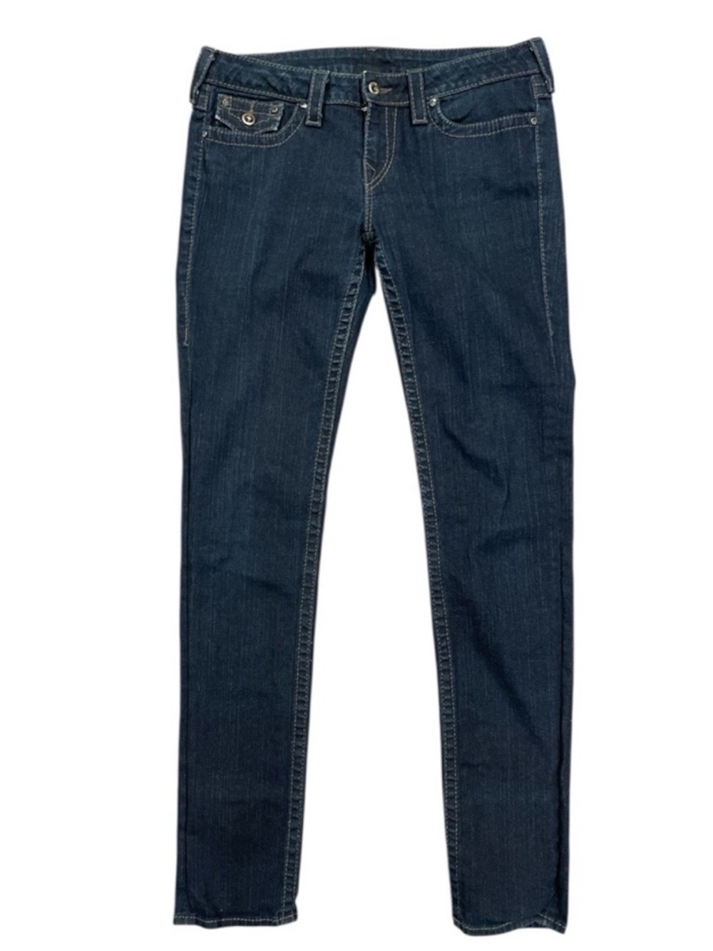 True Religion Becky Low Rise Straight Jeans 32 Tall 35” Y2K Dark Wash - Picture 2 of 11